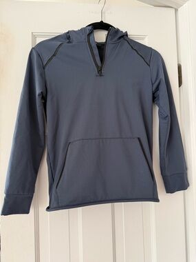01.Algo Blue Hooded Quarter Zip Pullover Bpys’ Size Medium